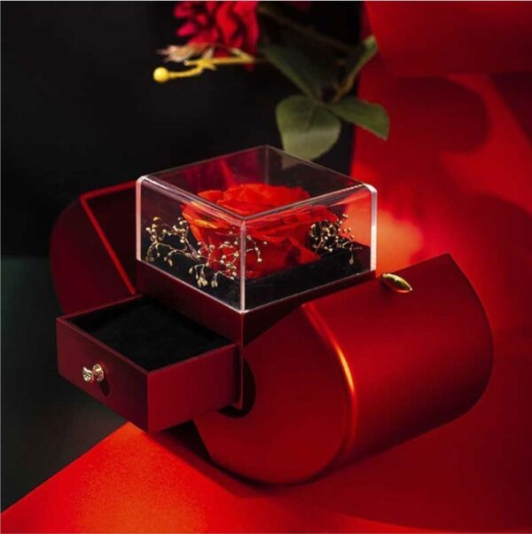 Fashion Jewelry Box Red Apple Christmas Gift Necklace Eternal Rose For Girl Mother's Day Valentine's Day Gifts With Artificial Flower Rose Flower Jewelry Box - Image 10