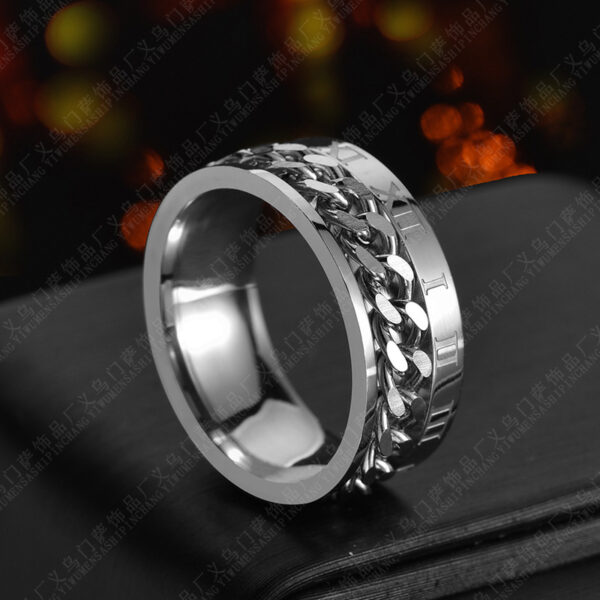 Roman Letter Rotatable Chain Rings Men Digital Titanium Steel RingFor Couple High Quality Multifunctional Bottle Opener Ring Spinner Jewelry Punk Gifts - Image 9