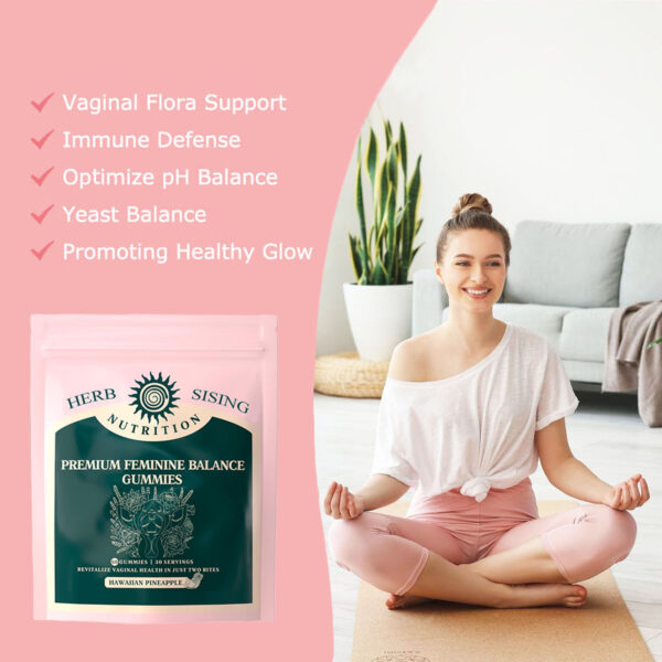 Premium Feminine Balance Gummies For Women's Vital Health, Wellness And Immune Support, Hawaiian Pineapple Flavor, Vegan, Gluten-Free & Halal, 30 Servings - Image 5